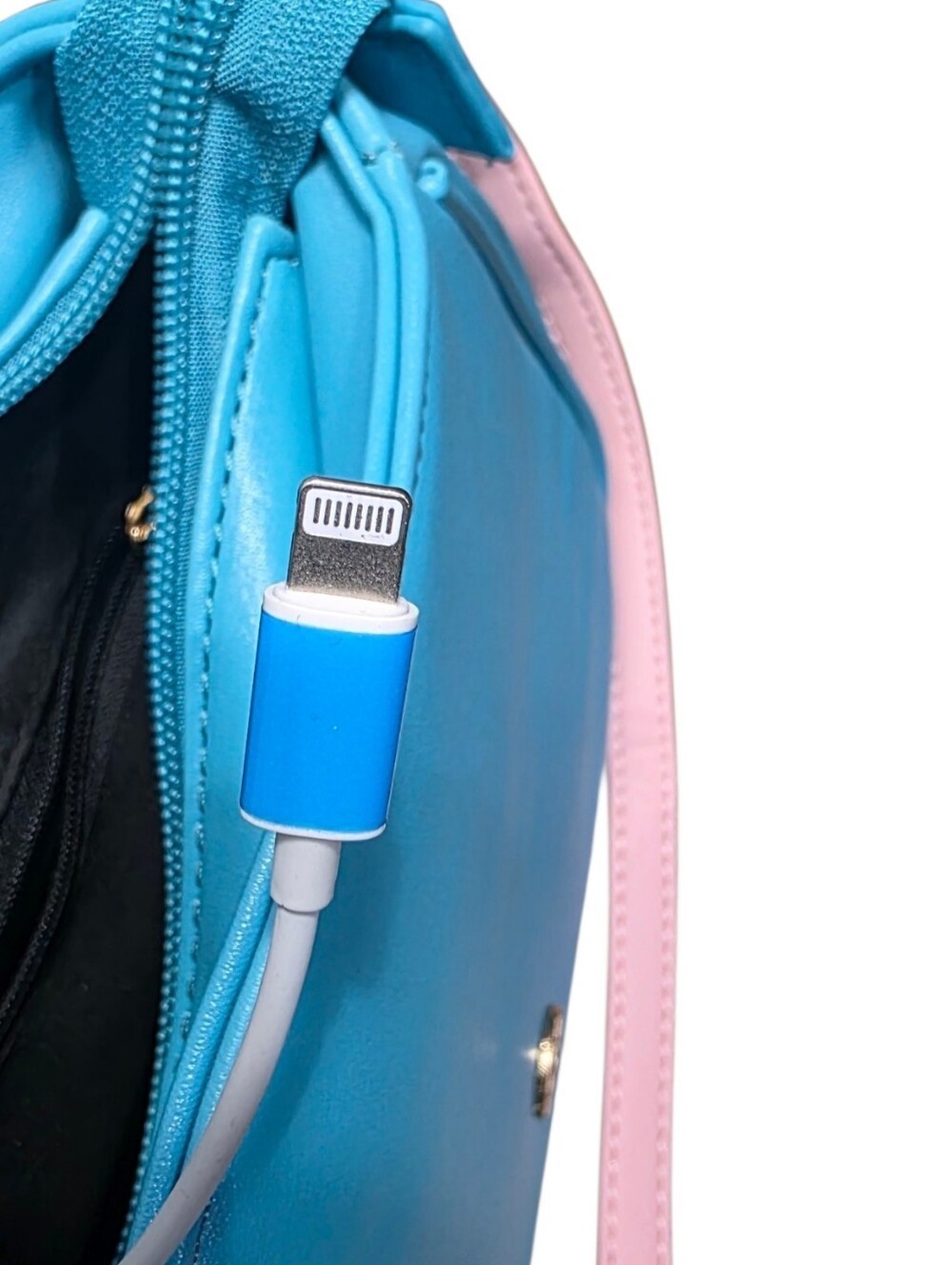 Retro Rotary Phone Novelty Crossbody Bag Pastel Blue Pink Heart Kitsch Y2K Purse - Picture 13 of 13